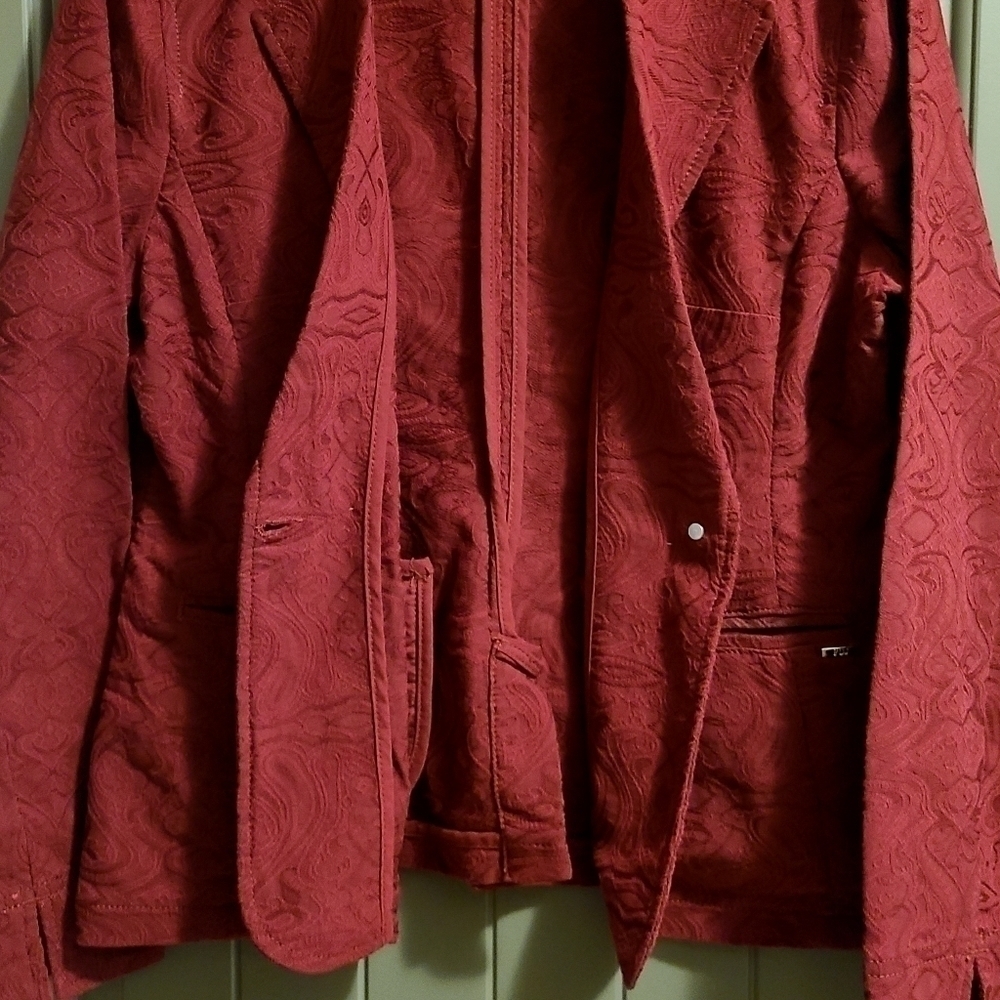 French Dressing Jaquard Blazer Red Gold Button Front Womens Vintage Large - Picture 8 of 14